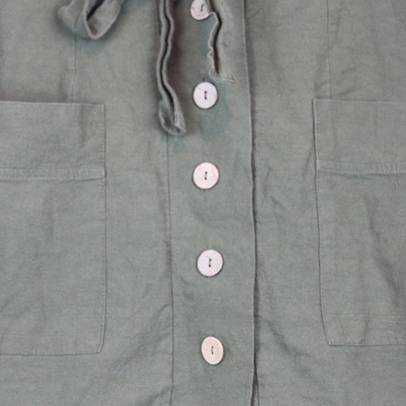 Hesperus Paper Bag Cargo Olive Green Full Button Down Skirt - Picture 4 of 5